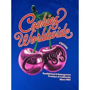 Cookies SF Worldwide Cherry Graphic T-Shirt Mens 2XL Blue Streetwear Tee